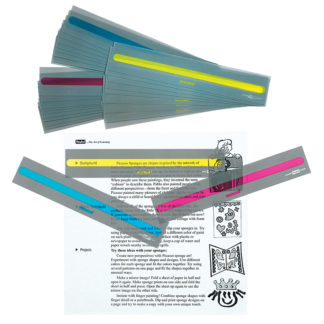 Photo of Roylco's Highlight Strips highlighting a line on a sheet of paper
