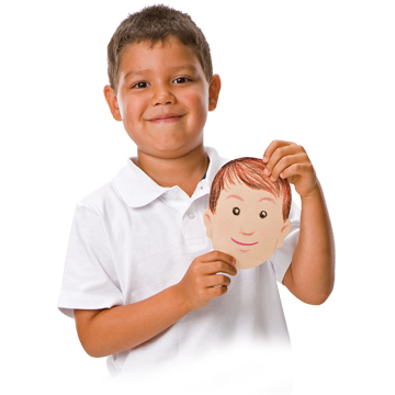 Image of boy holding decorated R51449 Face Pad