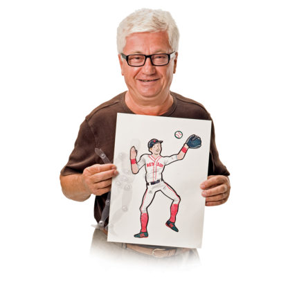 Image of senior holding artwork from Poseable People Stencils
