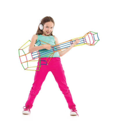 Image of girl playing guitar made from Roylco's Tubes and Connectors