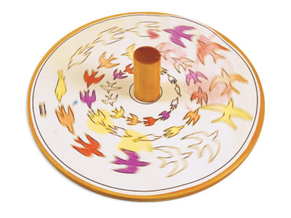 Image of Centrifugal Wood Spinner Optical Illusion Art Birds in motion