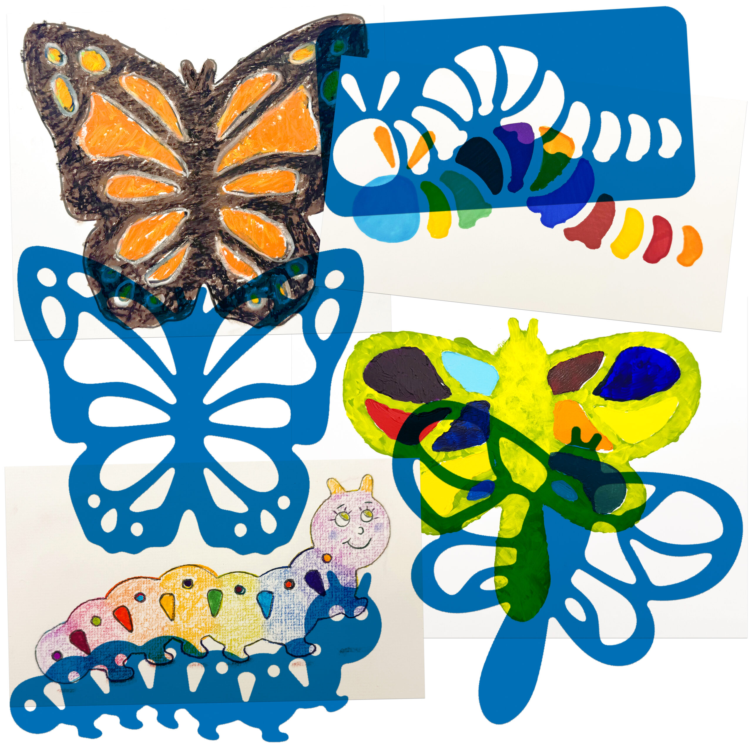 Roylco's Butterfly and Friends Stencils, colorful stencils for kids to use in art class